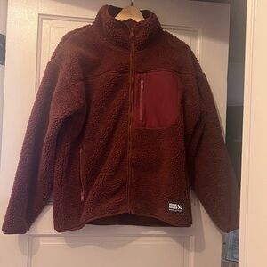Eddie Bauer Burgundy Sherpa Zip Jacket
